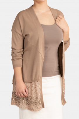 It's All for You Cotton Sequinned Cardigan in Brown