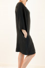 Siste's Cupro Tunic Dress with Assymetric Pocket in Black