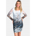 Enchanted Forest Designer Print Dress Lace Sleeves S-TWELVE EXCLUSIVE