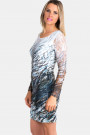 Enchanted Forest Bodycon Dress With Lace Sleeves
