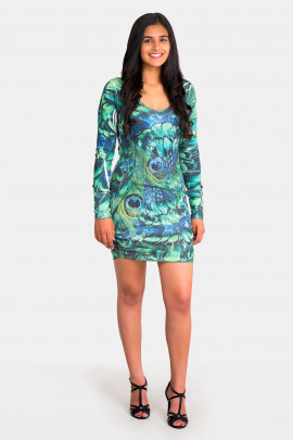 Fairy Dreams Print Dress In Shades Of Green