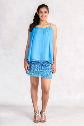 Sequin Shining Mini Skirt in Blue