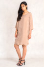 Siste's Cupro Tunic Dress with Asymmetric Pocket in Brown