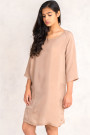 Siste's Cupro Tunic Dress with Asymmetric Pocket in Brown