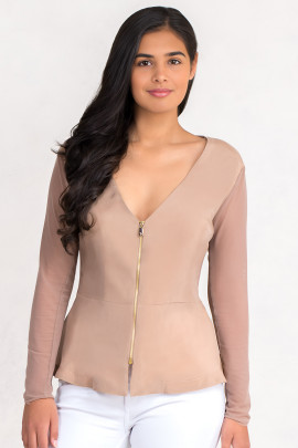 Siste's Cupro Jacket With Sheer Sleeves And Back