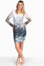 Enchanted Forest Bodycon Dress With Lace Sleeves