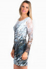 Enchanted Forest Bodycon Dress With Lace Sleeves