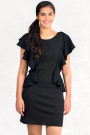 From Office To Outing Bodycon Dress With Frills In Black