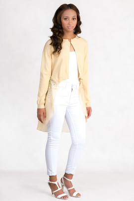 A Bit Of Charming Glitter Sequin Cardigan In Beige