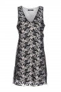 Elegant Lace on Cotton A-Line Dress in Black