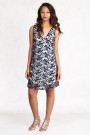 Elegant Lace on Cotton A-Line Dress in Black