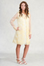 Elegant Lace On Cotton A-Line Dress In Beige