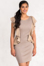 From Office To Outing Bodycon Dress With Frills In Cappuccino