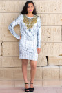 Gold Necklace Printed Dress Set