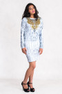Gold Necklace Printed Dress Set