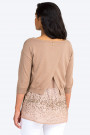 Sequined Top Twin Set With Short Cotton Jumper In Brown