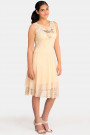 New Pearl In Town Sequined Lace Dress In Beige