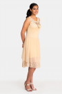 New Pearl In Town Sequined Lace Dress In Beige