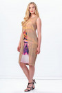 Glowing Waterfall Printed Dress Silk Decorated