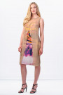 Glowing Waterfall Printed Dress Silk Decorated