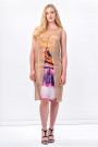 Glowing Waterfall Printed Dress Silk Decorated