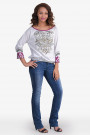 Chic Embroidery Cotton Sequinned Blouse