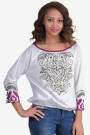 Chic Embroidery Cotton Sequinned Blouse
