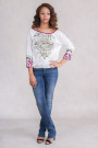 Chic Embroidery Cotton Sequinned Blouse