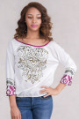 Chic Embroidery Cotton Sequinned Blouse