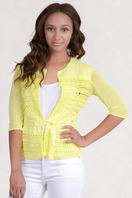 Lovely Romantic Linen Jacket in Yellow 