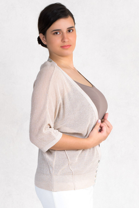Everyday Elegance Light and Shining Short Cardigan in Beige