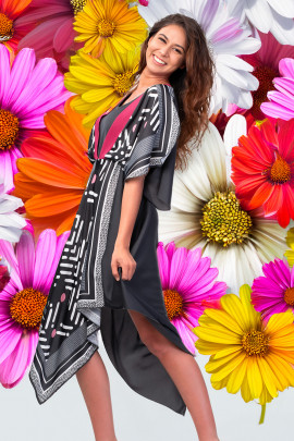 SISTE'S Handkerchief Hem Black Summer Dress
