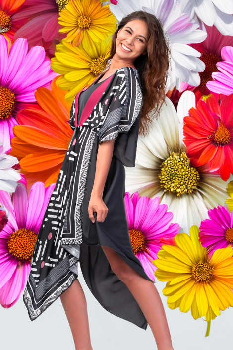 SISTE'S Handkerchief Hem Black Summer Dress