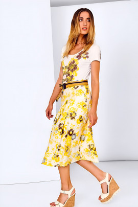 SISTE'S Summer Flowers Embroidered Cotton Skirt