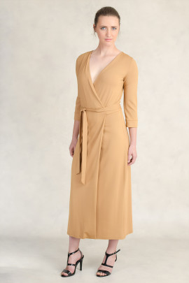 Style at Work Jersey Wrap Dress in Brown