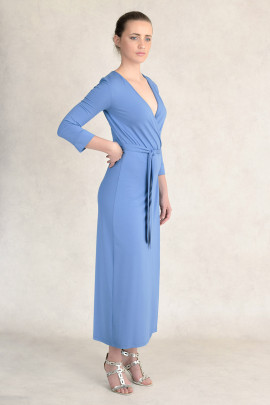 Style at Work Jersey Wrap Dress in Blue