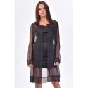Diana Luxurious 100% Silk Organza Duster Coat SISTE'S ITALY Black