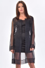 Diana Chic Long Silk Coat Black