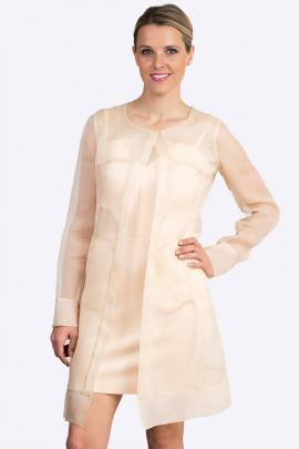 Diana Chic Long Silk Coat Quartz Beige
