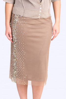 New Pearl in Town Sequined Lace Skirt in Brown