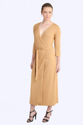 Style at Work Jersey Wrap Dress in Brown