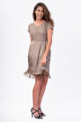 SISTE'S Brown Midi Dress with Lace Bottom