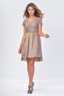 SISTE'S Brown Midi Dress with Lace Bottom