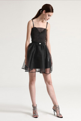 Diana Chic Slip Dress with Silk Skirt in Black