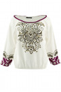 Chic Embroidery Cotton Sequinned Blouse