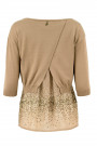 Sequined Top Twin Set With Short Cotton Jumper In Brown